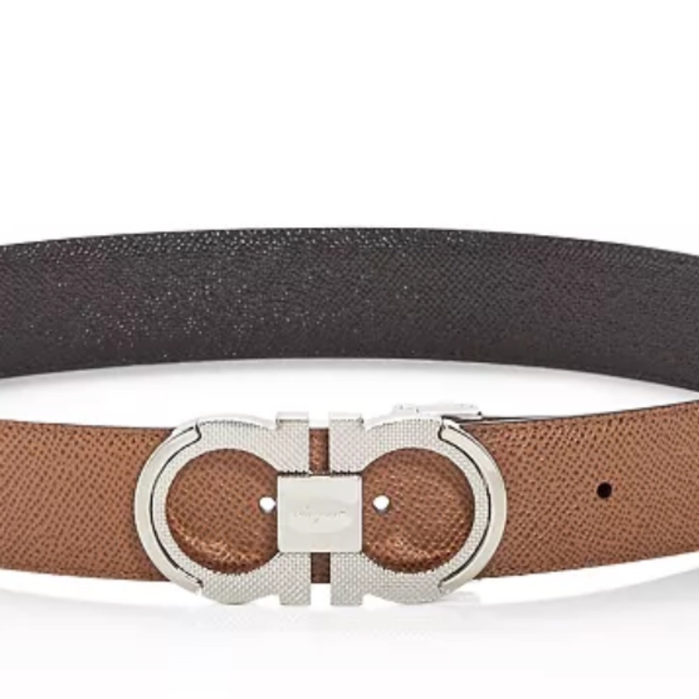 Men's Salvatore Ferragamo Double Gancini Buckle Reversible Leather Belt